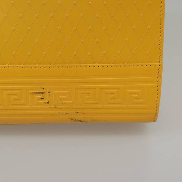 Gianni Versace Clutch Bag Leather Yellow Gold Auth ac3403